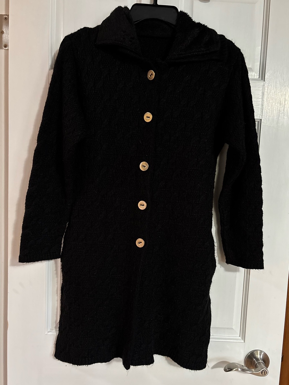Vintage Black Button-Front Knit Cardigan